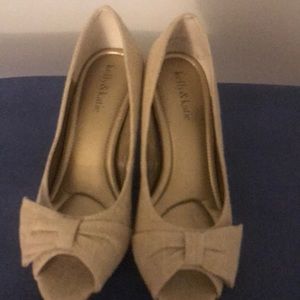 Tan open toe shoe